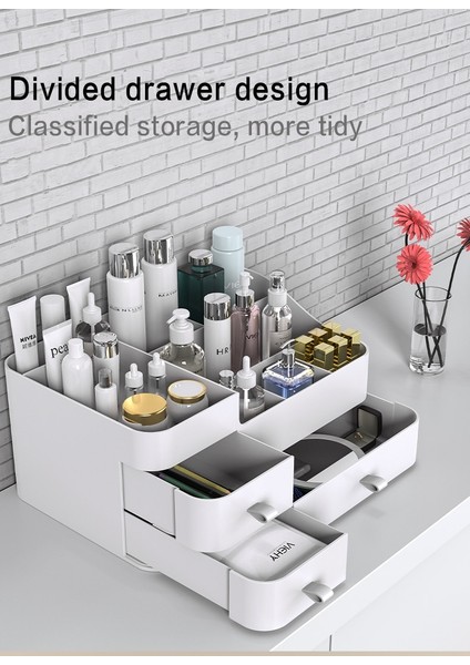 Çift-Pembe-M Tarzı Büyük Kapasiteli Çekmece Makyaj Organizatör Banyo Makyaj Saklama Kutusu Kadın Cilt Bakımı Tuvalet Masası Kozmetik Ruj Güzellik Çantası (Yurt Dışından) indirimleri