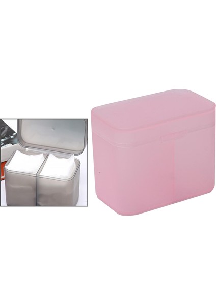 Pembe Tarzı Pamuklu Pedler Bud Swab Tırnak Mendilleri Makyaj Fırçaları Organizatör Saklama Kutusu Tutucu Konteyner Kasa Bağımsız Çift Bölmeli (Yurt Dışından)