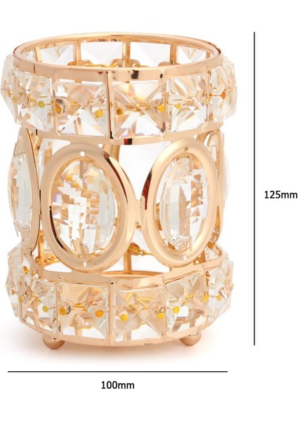 Bir Stil Lüks Metal Kristal Makyaj Tüpü Organizatör Güzellik Araçları Depolama Makyaj Fırçası Kalemlik Masaüstü Dekoratif Süsler (Yurt Dışından)