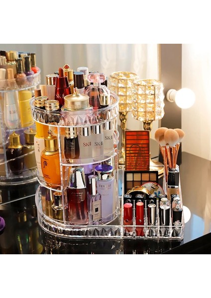 SNH0004-2 Stili 360 Derece Döndürme Şeffaf Akrilik Kozmetik Saklama Kutusu Fashio Çok Fonksiyonlu Ayrılabilir Makyaj Güzellik Organizatör (Yurt Dışından) fırsatları