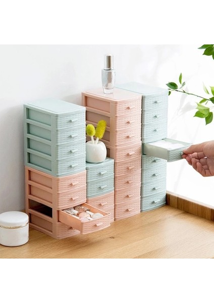 Mavi Stil Plastic Makeup Storage Box Bathroom Cosmetic Organizer Desktop Make Up Jewelry Storage Case Sundries Table Cabinet Container (Yurt Dışından) indirimleri