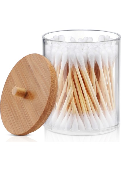 Qtip Holder A Style Makeup Organizer Cotton Swabs Qtip Container,cosmetic Makeup Cotton Pad Organizer Bathroom Jewelry Storage Box With Bamboo Lids (Yurt Dışından)