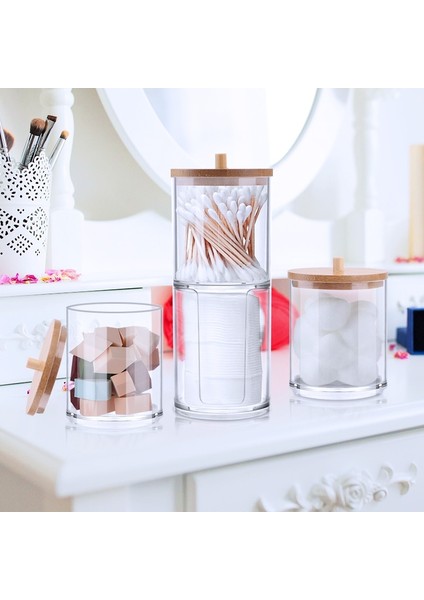 Qtip Holder A Style Makeup Organizer Cotton Swabs Qtip Container,cosmetic Makeup Cotton Pad Organizer Bathroom Jewelry Storage Box With Bamboo Lids (Yurt Dışından) modelleri
