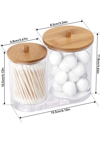 No.8 Stili Acrylic Makeup Organizer Cotton Swabs Qtip Container Cosmetic Makeup Cotton Pad Organizer Jewelry Storage Box(Empty Box) (Yurt Dışından)