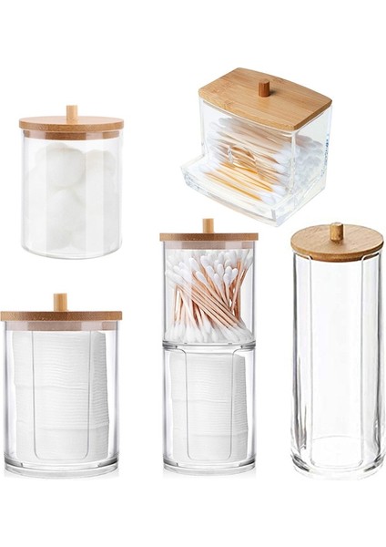 No.8 Stili Acrylic Makeup Organizer Cotton Swabs Qtip Container Cosmetic Makeup Cotton Pad Organizer Jewelry Storage Box(Empty Box) (Yurt Dışından)