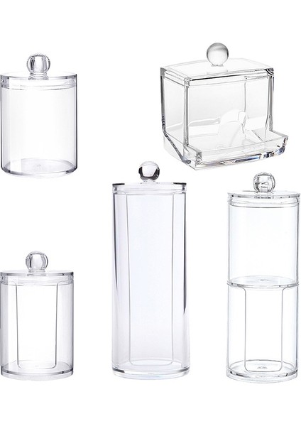 No.8 Stili Acrylic Makeup Organizer Cotton Swabs Qtip Container Cosmetic Makeup Cotton Pad Organizer Jewelry Storage Box(Empty Box) (Yurt Dışından)