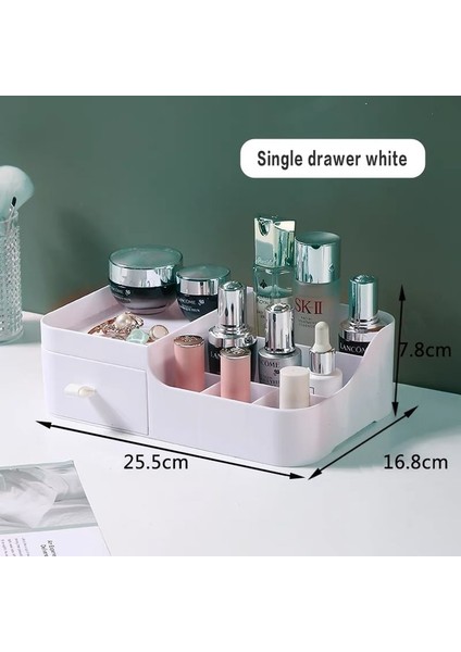 A-Tek-Beyaz-S Stili Büyük Kapasiteli Çekmece Makyaj Organizatör Banyo Makyaj Saklama Kutusu Kadın Cilt Bakımı Tuvalet Masası Kozmetik Ruj Güzellik Çantası (Yurt Dışından)