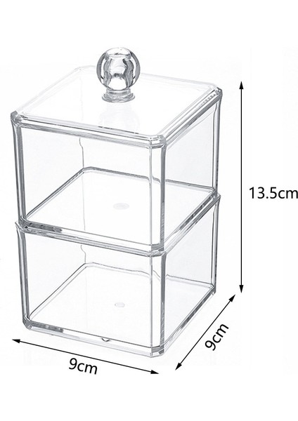 08 9X9X13.5CM Stili Akrilik Makyaj Organizatör Banyo Saklama Kutuları Pamuklu Çubukla Kozmetik Mücevher Kutusu Makyaj Çıkarıcı Pamuklu Ped Konteyner (Yurt Dışından)