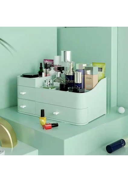 A-Çift-Pembe-M Stili Büyük Kapasiteli Çekmece Makyaj Organizatör Banyo Makyaj Saklama Kutusu Kadın Cilt Bakımı Tuvalet Masası Kozmetik Ruj Güzellik Çantası (Yurt Dışından) fırsatları