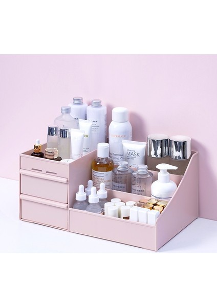 Pembe Tarzı Makeup Organizer Dressing Table Large Capacity Organizer For Cosmetic Storage Makeup Storage Box Desktop Sundries Storage Box (Yurt Dışından)