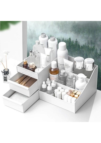 Pembe Tarzı Makeup Organizer Dressing Table Large Capacity Organizer For Cosmetic Storage Makeup Storage Box Desktop Sundries Storage Box (Yurt Dışından) fırsatları