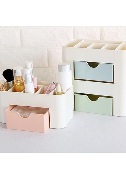 No.2 Tarzı Multi-Function Desktop Cosmetic Organizer Case With Small Plain Color Drawermakeup Box Jewelry Box Storage Desk Storage Plastic (Yurt Dışından) fiyatları