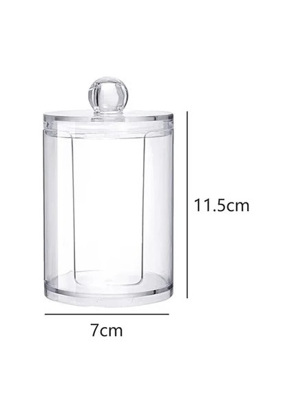 D Stili Akrilik Çok Fonksiyonlu Makyaj Pamuklu Pad Organizatör Saklama Kutusu Pamuklu Çubukla Çubuk Banyo Qtip Konteyner Bambu Kapaklı (Yurt Dışından)