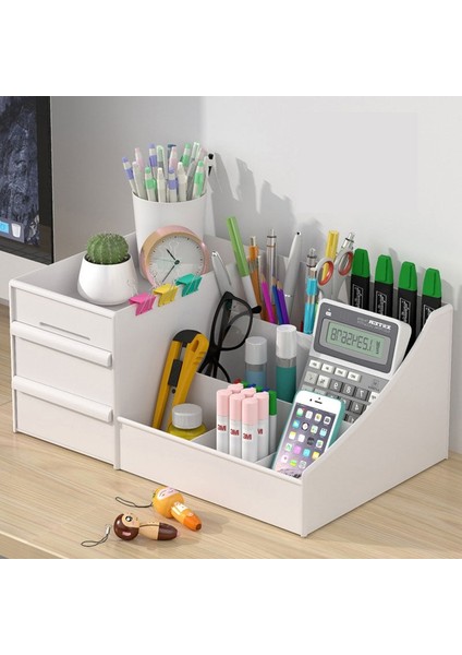 Mavi Stil 28.5X12.5X17CM Kozmetik Saklama Kutusu Üç Katmanlı Çekmece Makyaj Takı Organizatör Masaüstü Ruj Tırnak Yağı Kabı Güzellik Kozmetik Çantası (Yurt Dışından) fırsatları