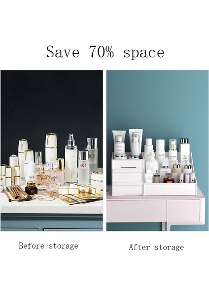 Beyaz Stil 28.5X12.5X17CM Kozmetik Saklama Kutusu Üç Katmanlı Çekmece Makyaj Takı Organizatör Masaüstü Ruj Tırnak Yağı Kabı Güzellik Kozmetik Çantası (Yurt Dışından) modelleri
