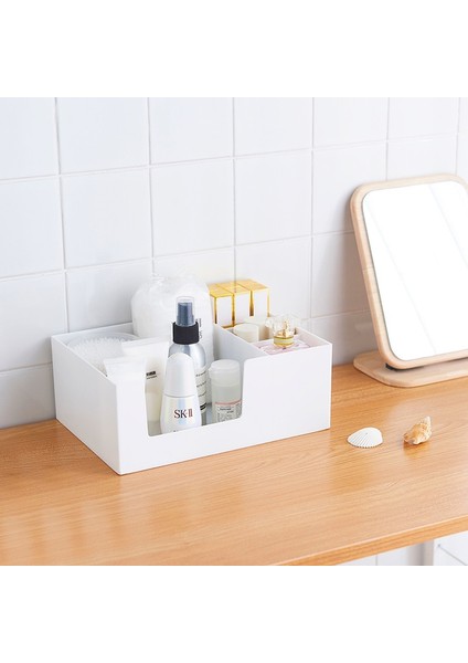 White Upper Layer Style Oneup Double-Layer Plastic Cosmetic Storage Box Desktop Storage Box Drawer Jewelry Makeup Lipstick Organizer Bathroom Organizer (Yurt Dışından) fırsatları