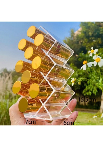 ST-134 10 Izgara Stili 28 Izgaralar Şeffaf Ruj Saklama Kutusu Akrilik Makyaj Organizatör Kozmetik Raf Masaüstü Tuvalet Masası Banyo Kullanımı (Yurt Dışından)