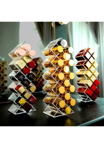 ST-134 10 Izgara Stili 28 Izgaralar Şeffaf Ruj Saklama Kutusu Akrilik Makyaj Organizatör Kozmetik Raf Masaüstü Tuvalet Masası Banyo Kullanımı (Yurt Dışından) fırsatları