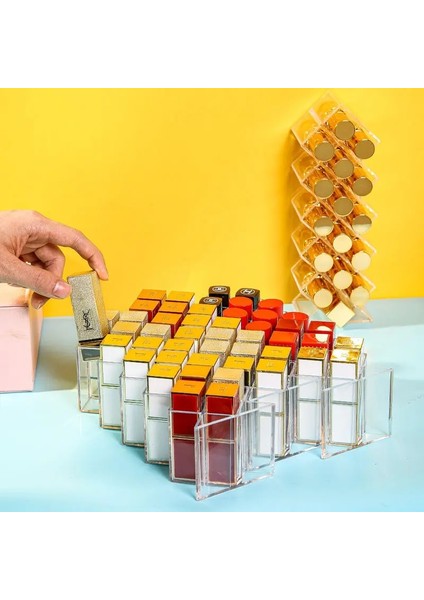 ST-134 10 Izgara Stili 28 Izgaralar Şeffaf Ruj Saklama Kutusu Akrilik Makyaj Organizatör Kozmetik Raf Masaüstü Tuvalet Masası Banyo Kullanımı (Yurt Dışından) indirimleri