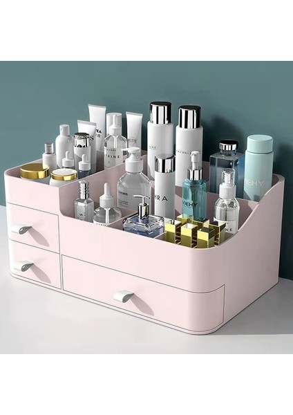 B-Beyaz L Tarzı Büyük Kapasiteli Çekmece Makyaj Organizatör Banyo Makyaj Saklama Kutusu Kadın Cilt Bakımı Tuvalet Masası Kozmetik Ruj Güzellik Çantası (Yurt Dışından) modelleri