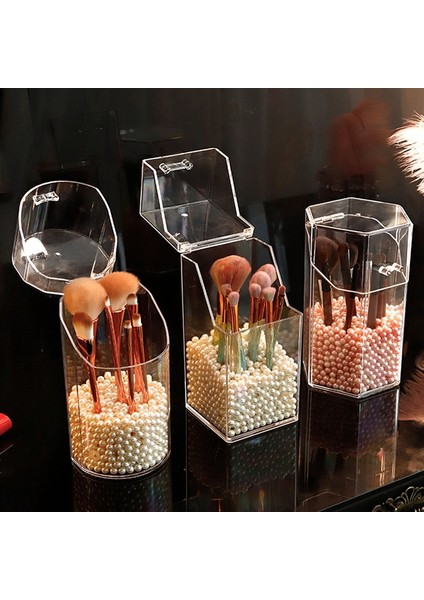 MAVI-22X10X10.3CM Stili Pearl Clear Acrylic Makeup Brush Holder Transparent Makeup Brush Storage Box Lipstick Storage Container Pencil Clear Bucket (Yurt Dışından) fiyatları