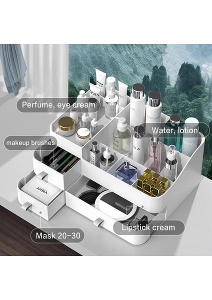 Temel Model-Pembe Tarzı Büyük Kapasiteli Çekmece Makyaj Organizatör Banyo Makyaj Saklama Kutusu Kadın Cilt Bakımı Tuvalet Masası Kozmetik Ruj Güzellik Çantası (Yurt Dışından) fırsatları