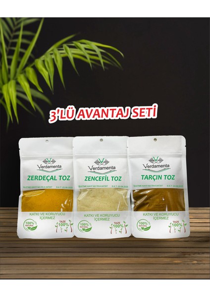 Zencefil, Zerdeçal, Tarçın 3'lü Baharat Kit