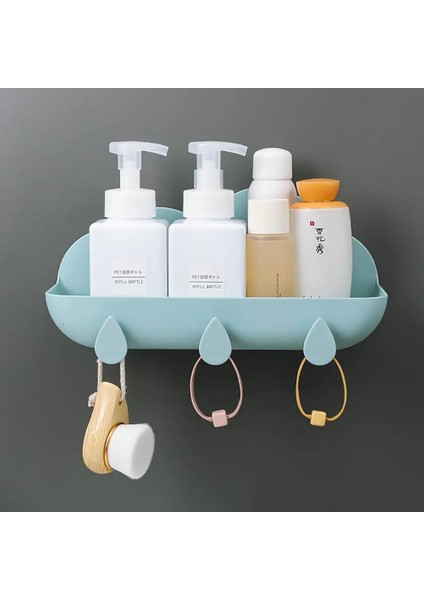 Açık Mavi Tarzı Banyo Depolama Rafı Tuvalet Tutucu Kahya Duvarda Sevimli Asılı Raf Plastik Kendinden Yapışkanlı Mutfak Organizatör Aksesuarları (Yurt Dışından)