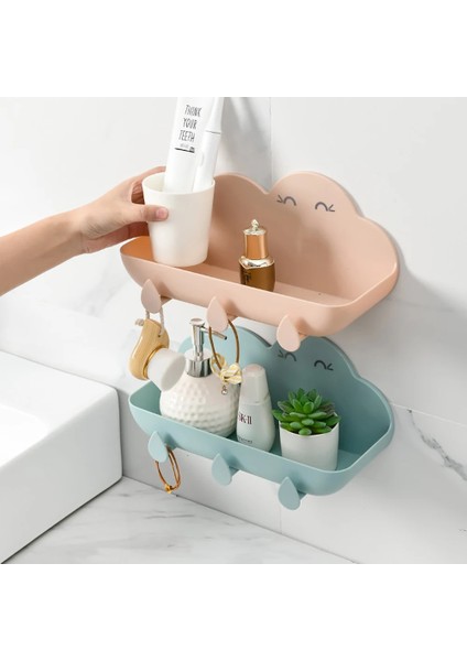 Açık Mavi Tarzı Banyo Depolama Rafı Tuvalet Tutucu Kahya Duvarda Sevimli Asılı Raf Plastik Kendinden Yapışkanlı Mutfak Organizatör Aksesuarları (Yurt Dışından)