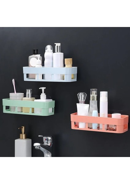1-Beyaz Stil Banyo Raf Düzenleyici Tuvalet Yapıştırıcı Şampuan Jel Depolama Sepeti Dekorasyon Banyo Köşe Duş Rafı Aksesuarları (Yurt Dışından) fırsatları