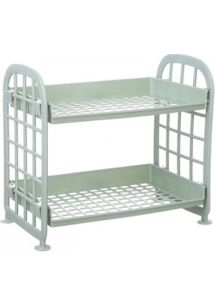 Iskandinav Yeşili Stili 21.5X14X20CM Çift Katmanlı Içi Boş Raf Plastik Kozmetik Masaüstü Fg Banyo Aksesuarları Organizatör Depolama Rafı 2 Katmanlı Raf Tutucu (Yurt Dışından)