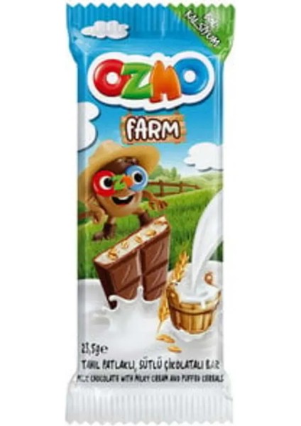 Ozmo Farm Tahıl Patlaklı Sütlü Çikolata 23,5 gr x 12 Adet