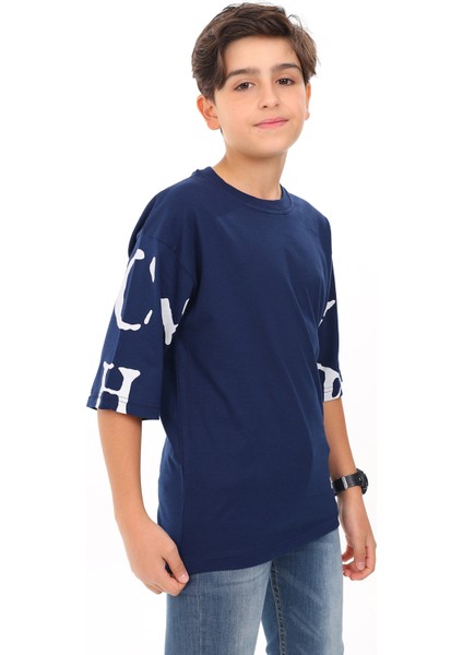 Angelos Girls Erkek Çocuk Kol Yazı Baskılı T-Shirt 9-14 Yaş LX7067