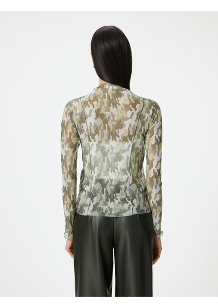 Transparan Tişört Uzun Kollu Kamuflaj Desenli fırsatları