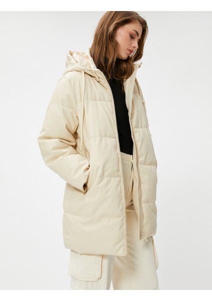 Şişme Mont Kapüşonlu Cepli Midi Boy fiyatları