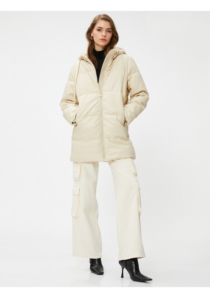Şişme Mont Kapüşonlu Cepli Midi Boy modelleri