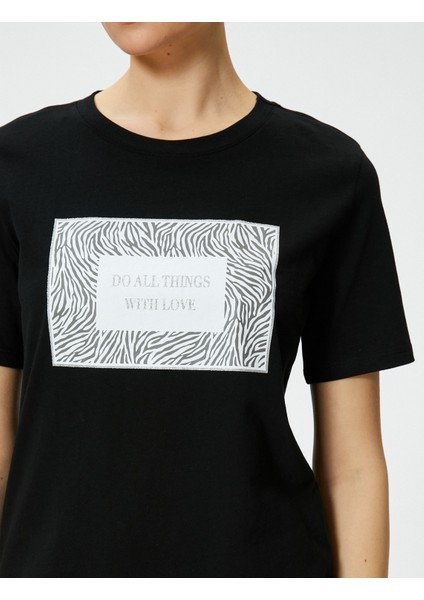 Baskılı Tişört Bisiklet Yaka Kısa Kollu Pamuklu indirimleri