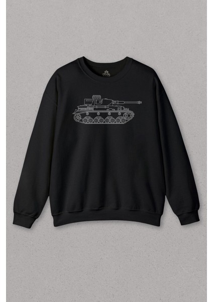 Unisex Siyah Sweatshirt Tiger I Panzer Tank Wehrmacht Wh Wk2 Wwii War Baskılı Sweat