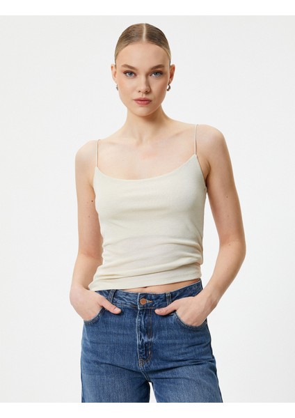 Ince Askılı Atlet Viskoz Kumaş Karışımlı