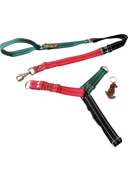 Köpek göğüs tasması gezdirme kayışlı set önden ve sırttan çekmeli göğüs ölçüsü:50-90 cm ayarlamalı gezdirme kayışı:80-120cm dog harness TB4-6