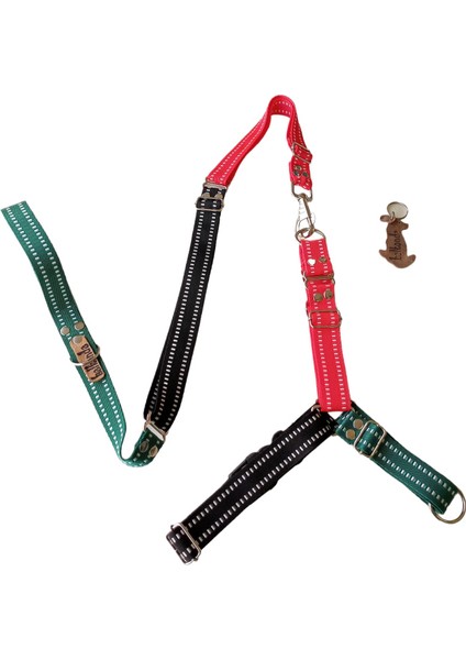 Köpek göğüs tasması gezdirme kayışlı set önden ve sırttan çekmeli göğüs ölçüsü:50-90 cm ayarlamalı gezdirme kayışı:80-120cm dog harness TB4-6