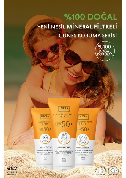 %100 Doğal Vücut Güneş Kremi Leke Karşıtı Mineral Filtreli Yüksek Koruma SPF50 UVA UVB 150 ml