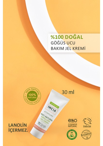 %100 Doğal Göğüs Ucu Bakım Kremi Yumuşatma Ve Koruma Lanolin İçermez 30 ml