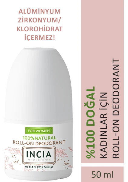 %100 Doğal Roll On Deodorant Kadınlar İçin Lekesiz 50 ml