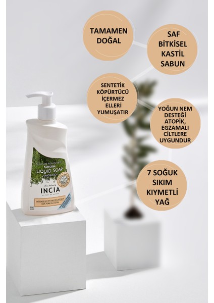 %100 Doğal Sıvı Kastil Sabunu Yoğun Nemlendirici Zeytinyağlı 10 Bitkisel Değerli Yağ Vegan 250 ml indirimleri