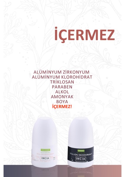 %100 Doğal Roll-on Kadın & Erkek Deodorant Lekesiz 50 ml 2'li Set