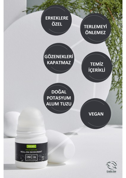 %100 Doğal Roll-on Kadın & Erkek Deodorant Lekesiz 50 ml 2'li Set