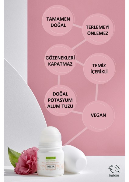 %100 Doğal Roll-on Kadın & Erkek Deodorant Lekesiz 50 ml 2'li Set