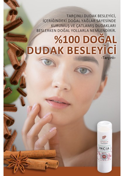 %100 Doğal Dudak Besleyici Tarçın Bitkisel Nemlendirici Dudak Bakım Kremi 6 G