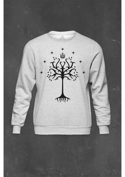 Gri Sweatshirt The Lord Of The Rings Trilogy Tree Of Gondor Baskılı Unisex Sweat